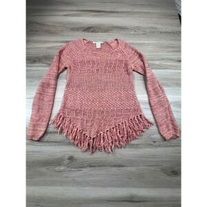 American‎ Rag Fringe Sweater Pullover Women's Size M Pink Knit Tunic